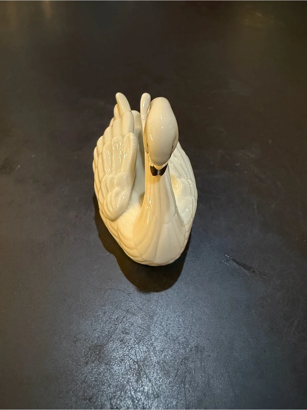 Vintage Lenox Swan Figurine Place Card Holder Cake Topper Ivory 24k Gold Accents